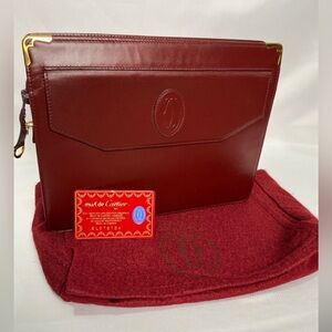 Cartier Deep Red Leather Men's Briefcase